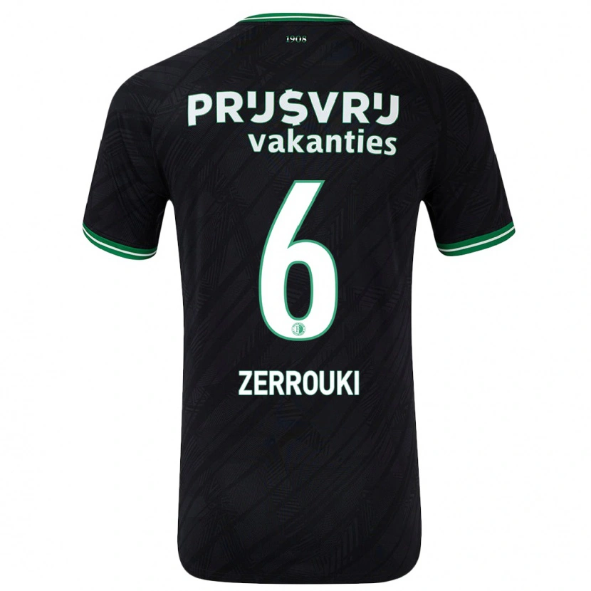 Danxen Kinder Ramiz Zerrouki #6 Schwarz Grün Auswärtstrikot Trikot 2024/25 T-Shirt