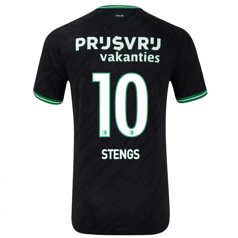 Danxen Kinder Calvin Stengs #10 Schwarz Grün Auswärtstrikot Trikot 2024/25 T-Shirt