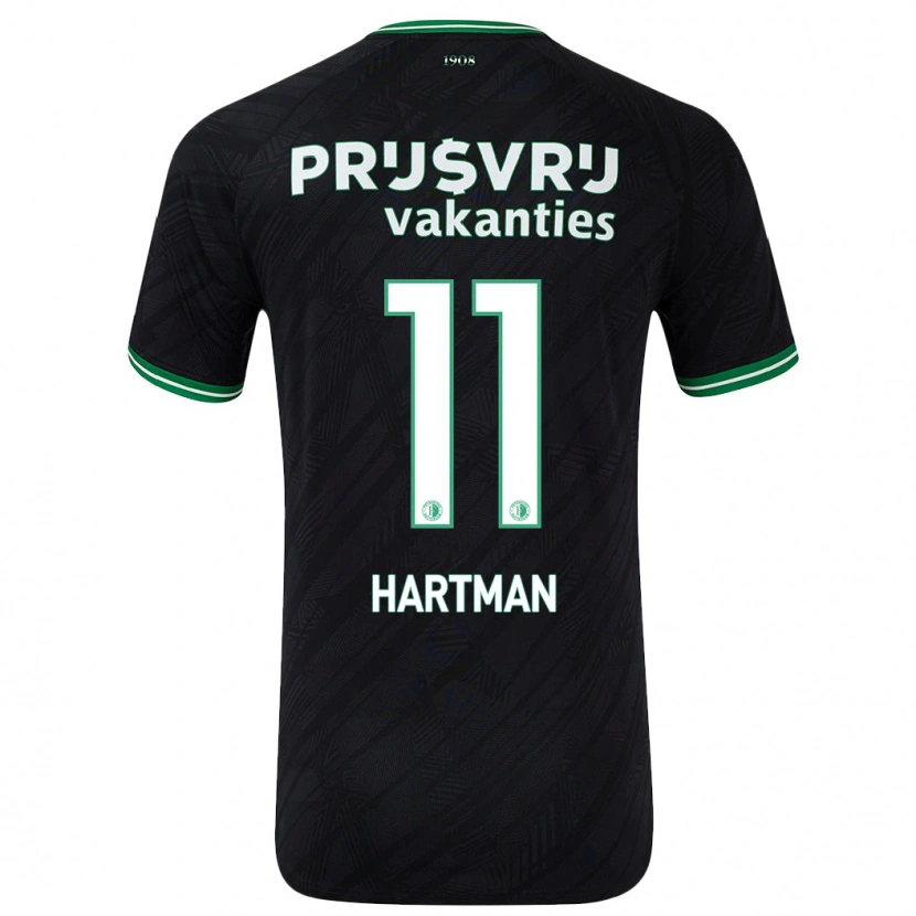 Danxen Kinder Quilindschy Hartman #11 Schwarz Grün Auswärtstrikot Trikot 2024/25 T-Shirt