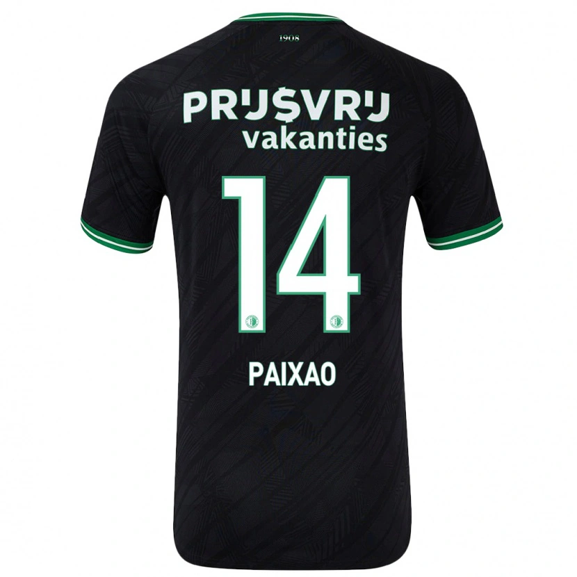 Danxen Kinder Igor Paixão #14 Schwarz Grün Auswärtstrikot Trikot 2024/25 T-Shirt