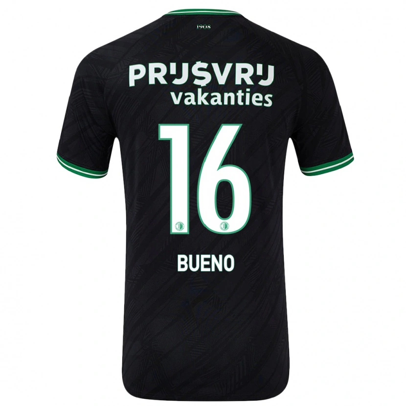 Danxen Kinder Hugo Bueno #16 Schwarz Grün Auswärtstrikot Trikot 2024/25 T-Shirt