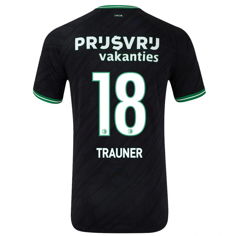 Danxen Kinder Gernot Trauner #18 Schwarz Grün Auswärtstrikot Trikot 2024/25 T-Shirt