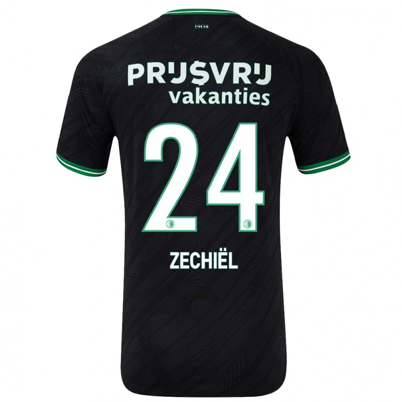 Danxen Kinder Gjivai Zechiël #24 Schwarz Grün Auswärtstrikot Trikot 2024/25 T-Shirt