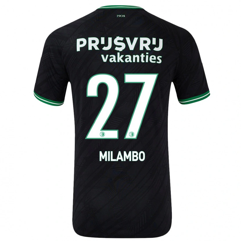 Danxen Kinder Antoni Milambo #27 Schwarz Grün Auswärtstrikot Trikot 2024/25 T-Shirt