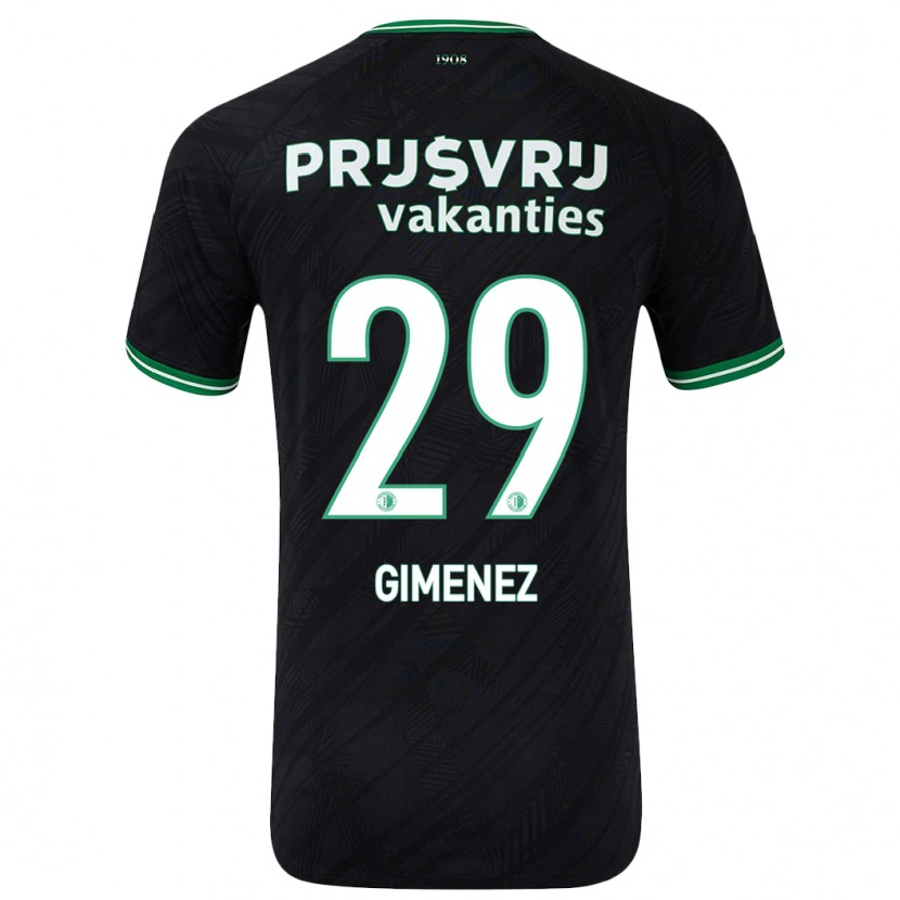 Danxen Kinder Santiago Gimenez #29 Schwarz Grün Auswärtstrikot Trikot 2024/25 T-Shirt