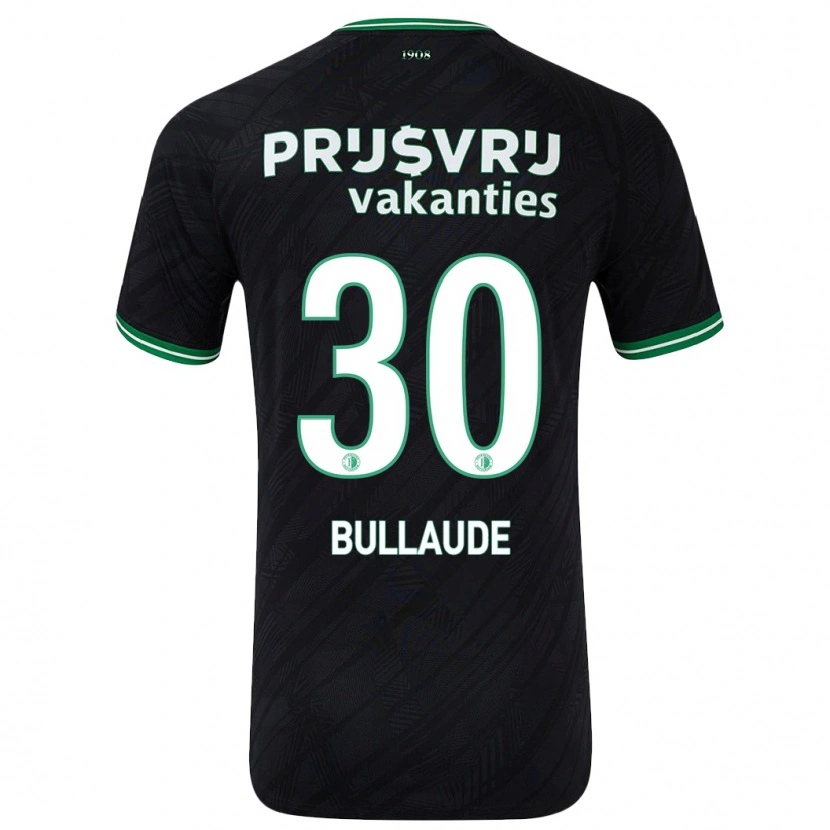 Danxen Kinder Ezequiel Bullaude #30 Schwarz Grün Auswärtstrikot Trikot 2024/25 T-Shirt