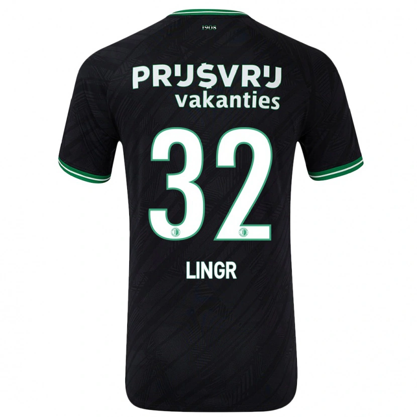 Danxen Kinder Ondrej Lingr #32 Schwarz Grün Auswärtstrikot Trikot 2024/25 T-Shirt