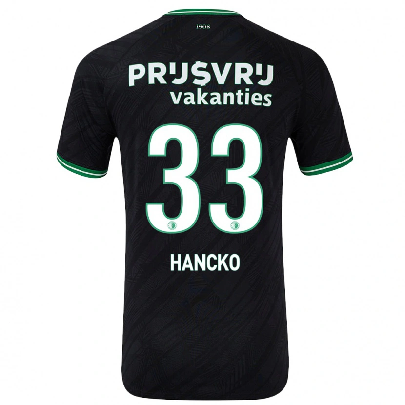 Danxen Kinder Dávid Hancko #33 Schwarz Grün Auswärtstrikot Trikot 2024/25 T-Shirt