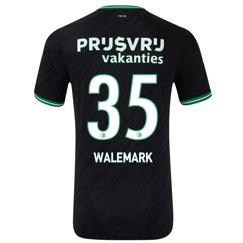 Danxen Kinder Patrik Walemark #35 Schwarz Grün Auswärtstrikot Trikot 2024/25 T-Shirt