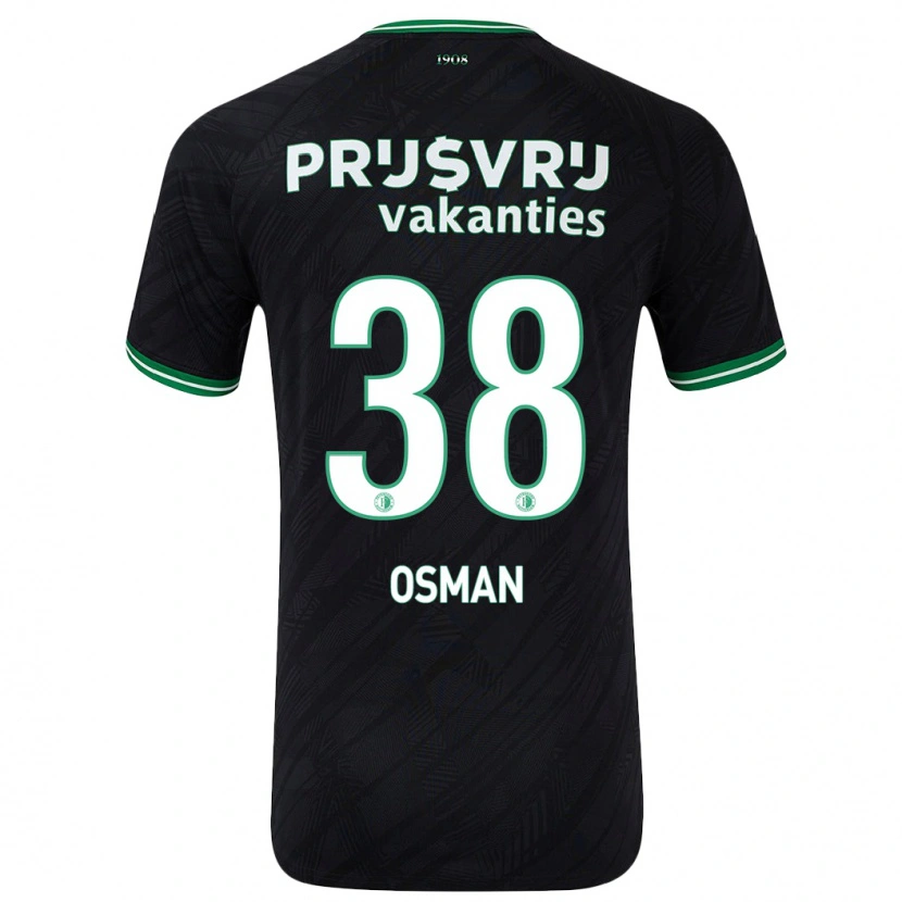 Danxen Kinder Ibrahim Osman #38 Schwarz Grün Auswärtstrikot Trikot 2024/25 T-Shirt