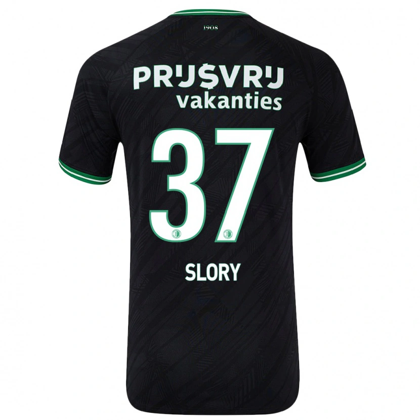 Danxen Kinder Jaden Slory #37 Schwarz Grün Auswärtstrikot Trikot 2024/25 T-Shirt