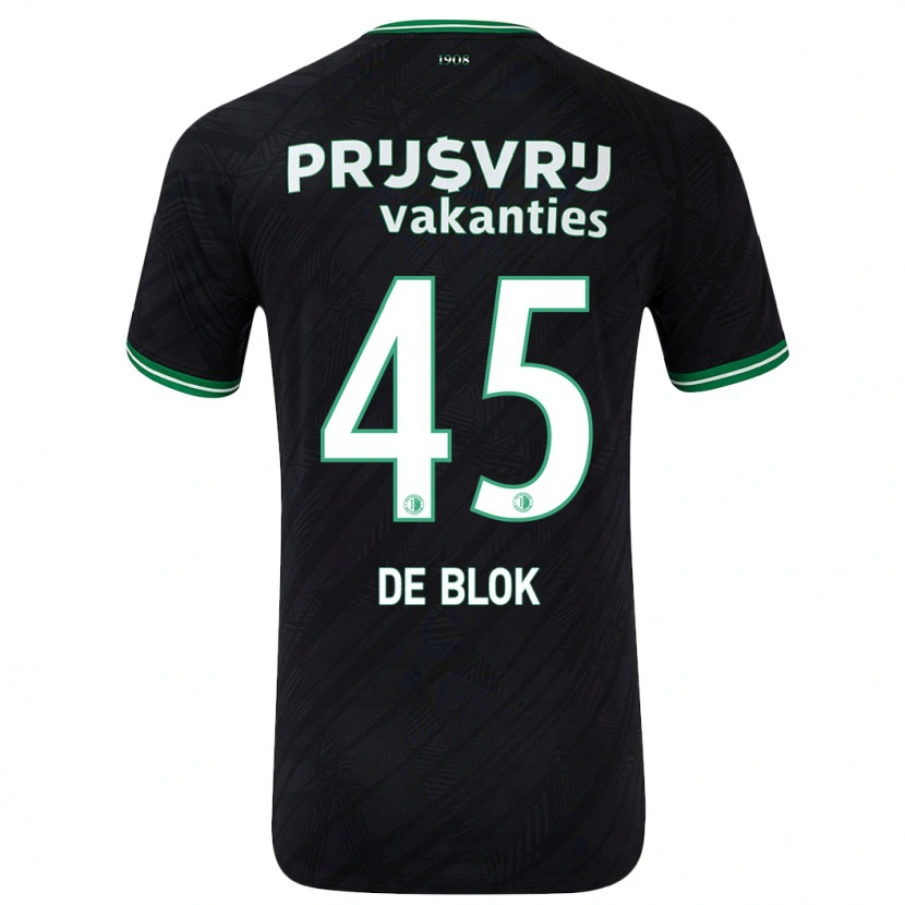 Danxen Kinder Lars De Blok #45 Schwarz Grün Auswärtstrikot Trikot 2024/25 T-Shirt