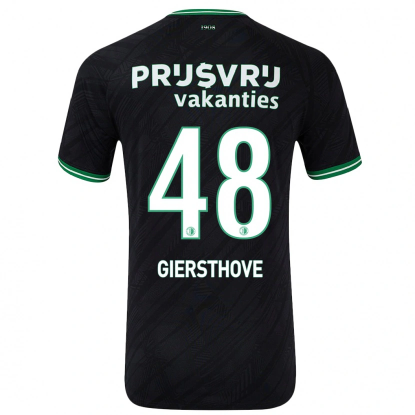 Danxen Kinder Djomar Giersthove #48 Schwarz Grün Auswärtstrikot Trikot 2024/25 T-Shirt