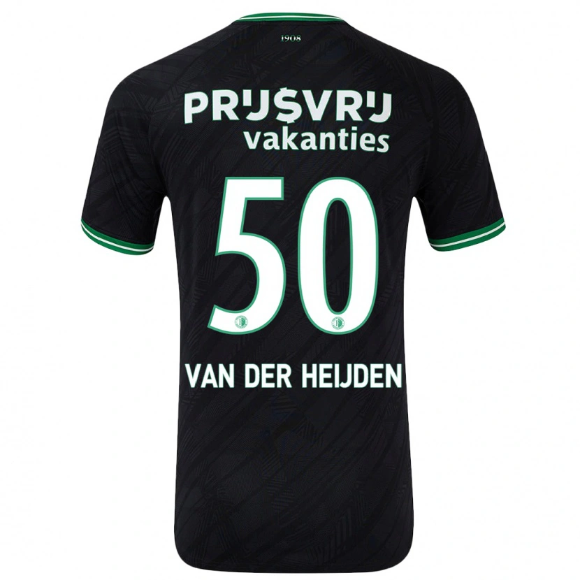 Danxen Kinder Délano Van Der Heijden #50 Schwarz Grün Auswärtstrikot Trikot 2024/25 T-Shirt