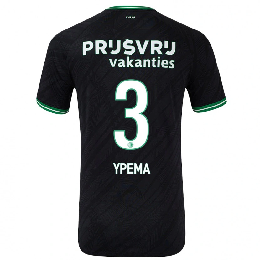 Danxen Kinder Danique Ypema #3 Schwarz Grün Auswärtstrikot Trikot 2024/25 T-Shirt