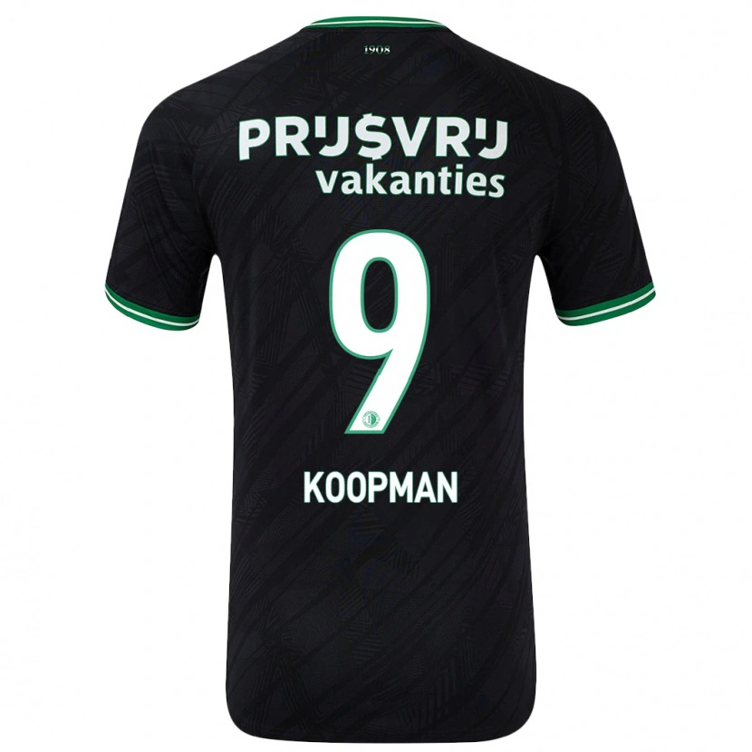 Danxen Kinder Sanne Koopman #9 Schwarz Grün Auswärtstrikot Trikot 2024/25 T-Shirt