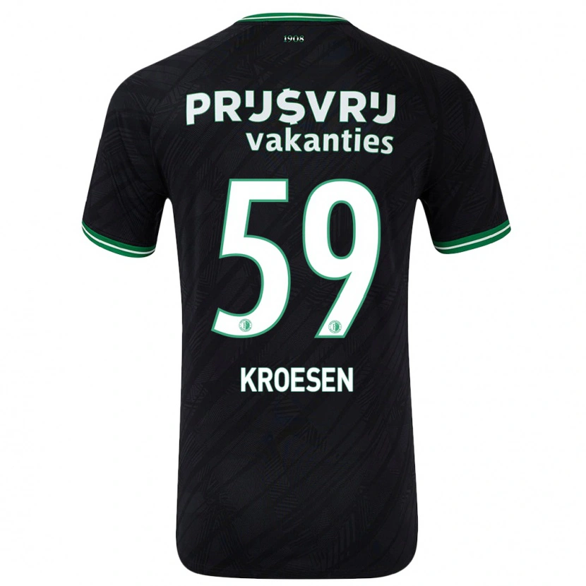 Danxen Kinder Jaimy Kroesen #59 Schwarz Grün Auswärtstrikot Trikot 2024/25 T-Shirt