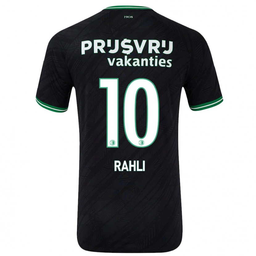 Danxen Kinder Khalid Rahli #10 Schwarz Grün Auswärtstrikot Trikot 2024/25 T-Shirt