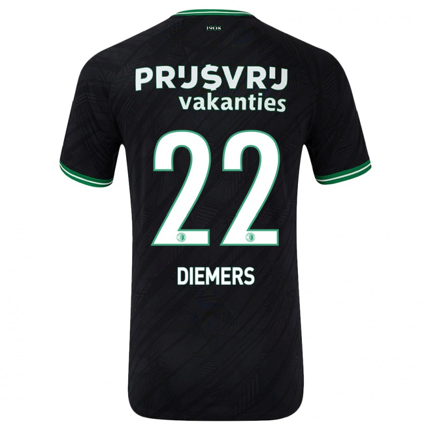 Danxen Kinder Mark Diemers #22 Schwarz Grün Auswärtstrikot Trikot 2024/25 T-Shirt