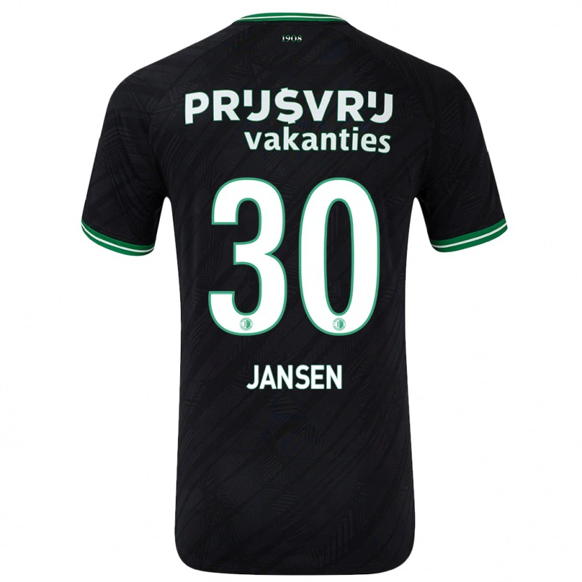 Danxen Kinder Thijs Jansen #30 Schwarz Grün Auswärtstrikot Trikot 2024/25 T-Shirt