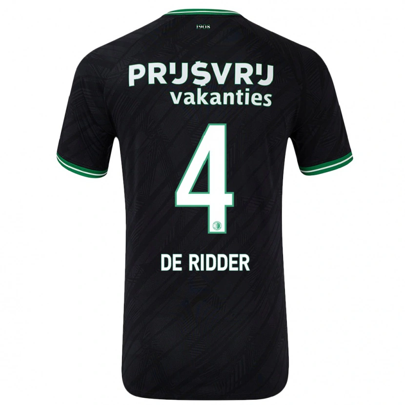 Danxen Kinder Robine De Ridder #4 Schwarz Grün Auswärtstrikot Trikot 2024/25 T-Shirt