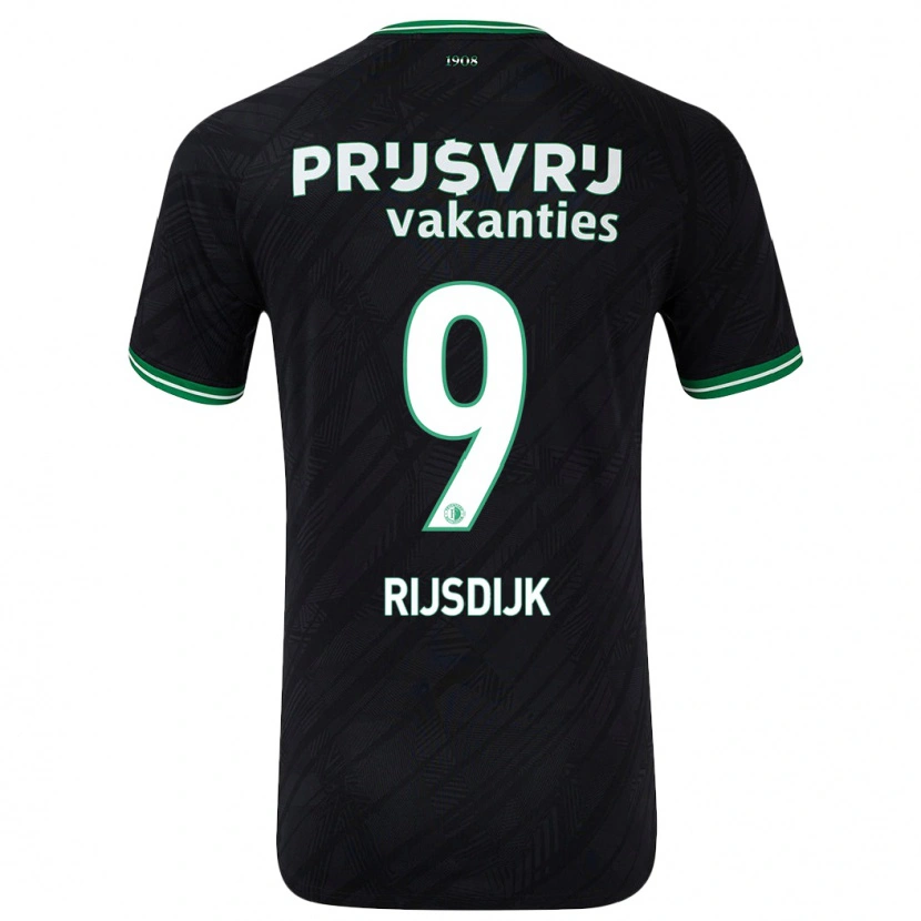 Danxen Kinder Pia Rijsdijk #9 Schwarz Grün Auswärtstrikot Trikot 2024/25 T-Shirt