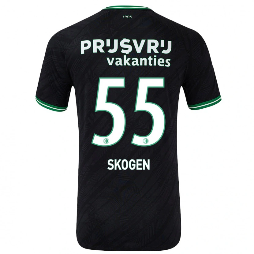 Danxen Kinder Sondre Skogen #55 Schwarz Grün Auswärtstrikot Trikot 2024/25 T-Shirt