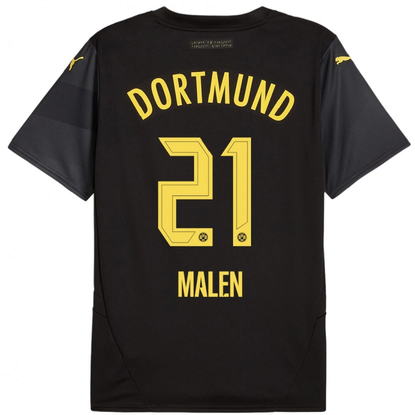 Danxen Kinder Donyell Malen #21 Schwarz Gelb Auswärtstrikot Trikot 2024/25 T-Shirt
