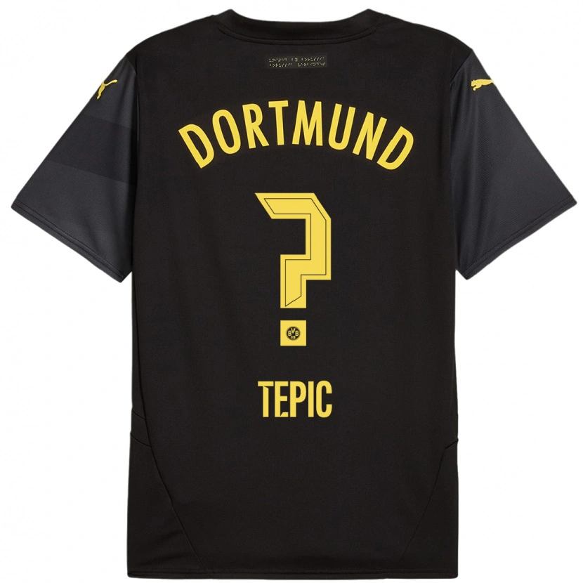 Danxen Kinder Lyon Tepic #0 Schwarz Gelb Auswärtstrikot Trikot 2024/25 T-Shirt