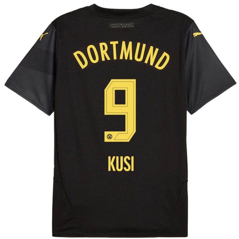 Danxen Kinder Jemain Kusi #9 Schwarz Gelb Auswärtstrikot Trikot 2024/25 T-Shirt