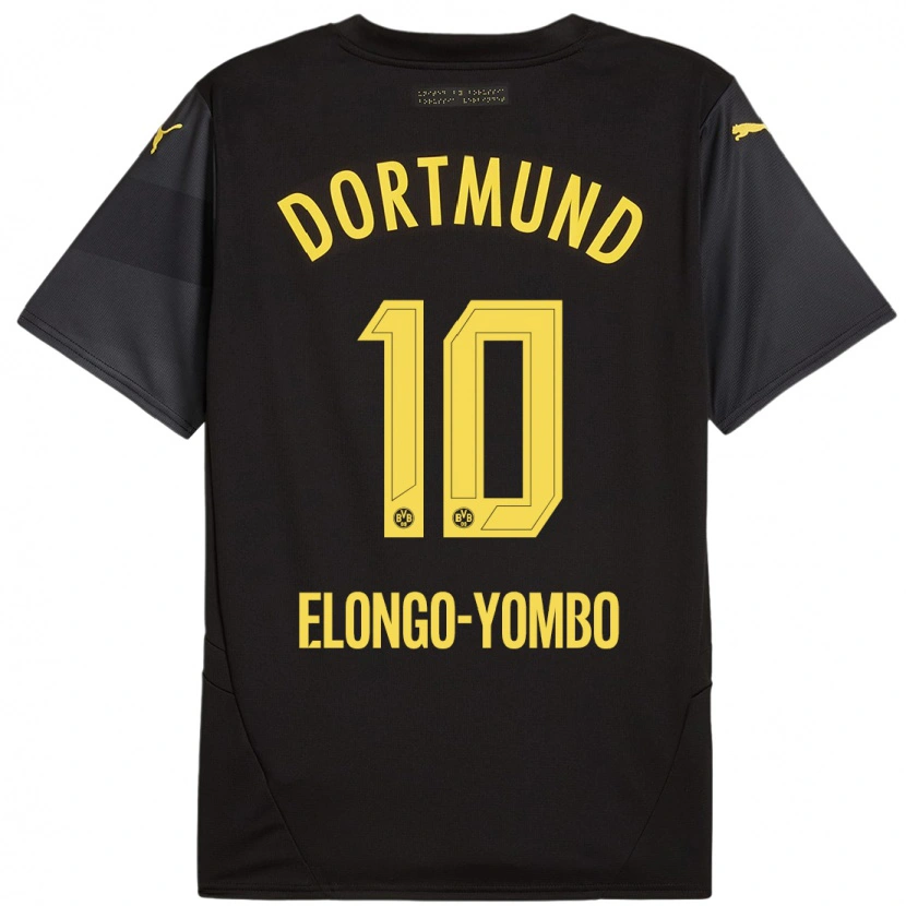 Danxen Kinder Rodney Elongo-Yombo #10 Schwarz Gelb Auswärtstrikot Trikot 2024/25 T-Shirt