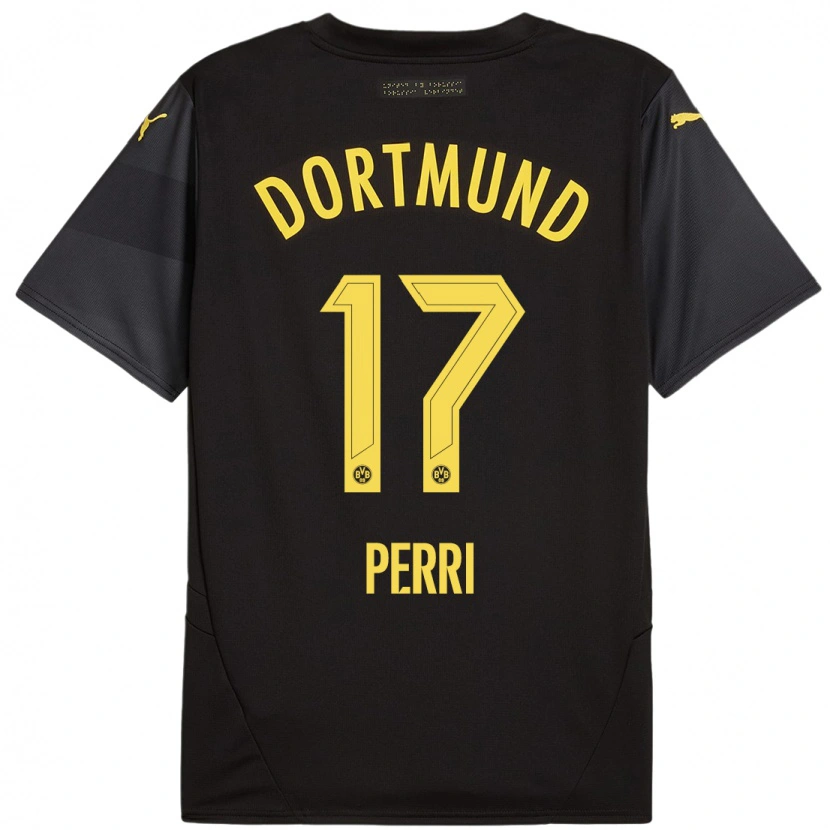 Danxen Kinder Luca Perri #17 Schwarz Gelb Auswärtstrikot Trikot 2024/25 T-Shirt