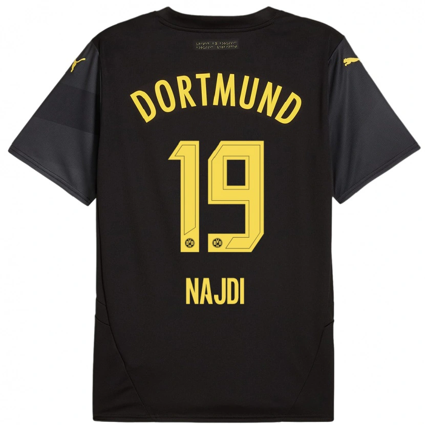 Danxen Kinder Ahmad Najdi #19 Schwarz Gelb Auswärtstrikot Trikot 2024/25 T-Shirt