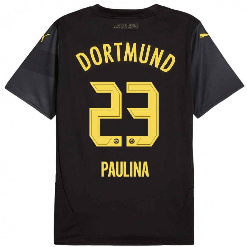 Danxen Kinder Jordi Paulina #23 Schwarz Gelb Auswärtstrikot Trikot 2024/25 T-Shirt