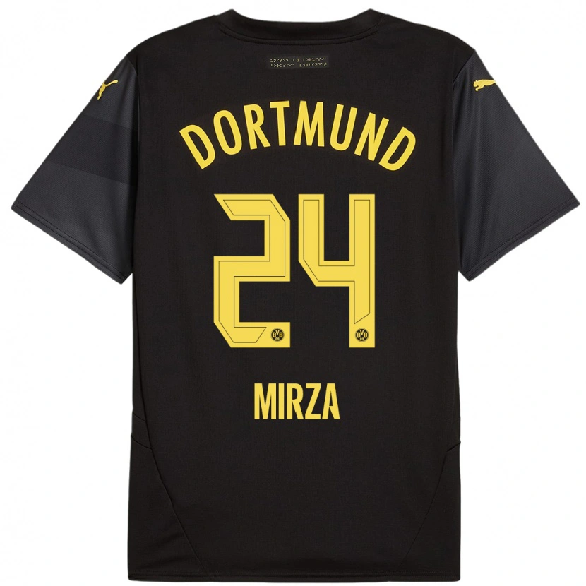 Danxen Kinder Marwan-Omir Mirza #24 Schwarz Gelb Auswärtstrikot Trikot 2024/25 T-Shirt