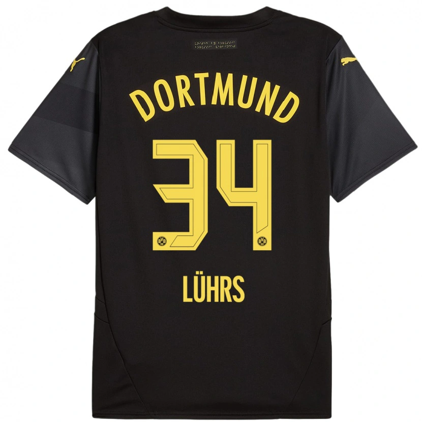 Danxen Kinder Yannik Lührs #34 Schwarz Gelb Auswärtstrikot Trikot 2024/25 T-Shirt