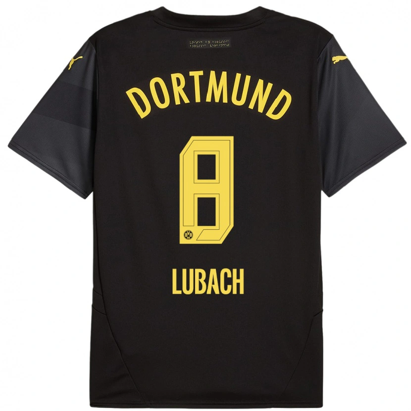 Danxen Kinder Rafael Lubach #8 Schwarz Gelb Auswärtstrikot Trikot 2024/25 T-Shirt