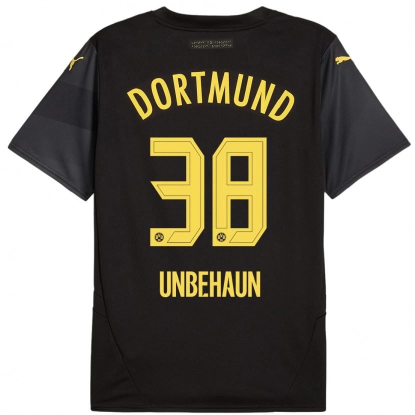 Danxen Kinder Luca Unbehaun #38 Schwarz Gelb Auswärtstrikot Trikot 2024/25 T-Shirt