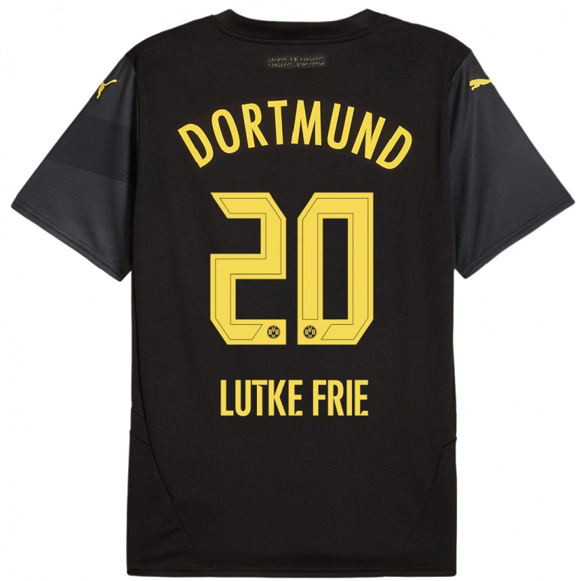 Danxen Kinder Dennis Lutke-Frie #20 Schwarz Gelb Auswärtstrikot Trikot 2024/25 T-Shirt