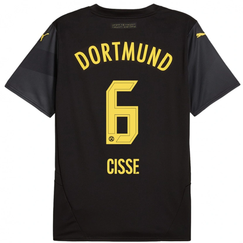 Danxen Kinder Faroukou Cisse #6 Schwarz Gelb Auswärtstrikot Trikot 2024/25 T-Shirt
