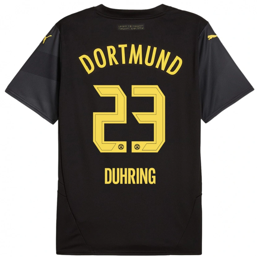 Danxen Kinder Marc Niclas Duhring #23 Schwarz Gelb Auswärtstrikot Trikot 2024/25 T-Shirt