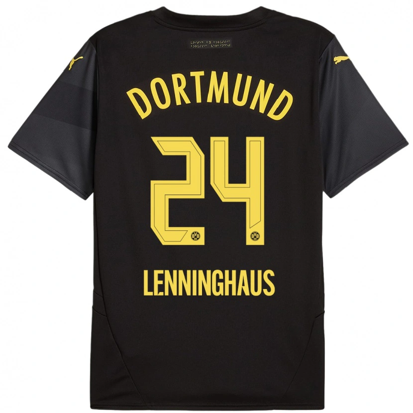Danxen Kinder Mika Lenninghaus #24 Schwarz Gelb Auswärtstrikot Trikot 2024/25 T-Shirt