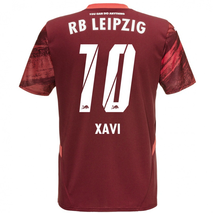 Danxen Kinder Xavi Simons #10 Burgunderrot Auswärtstrikot Trikot 2024/25 T-Shirt