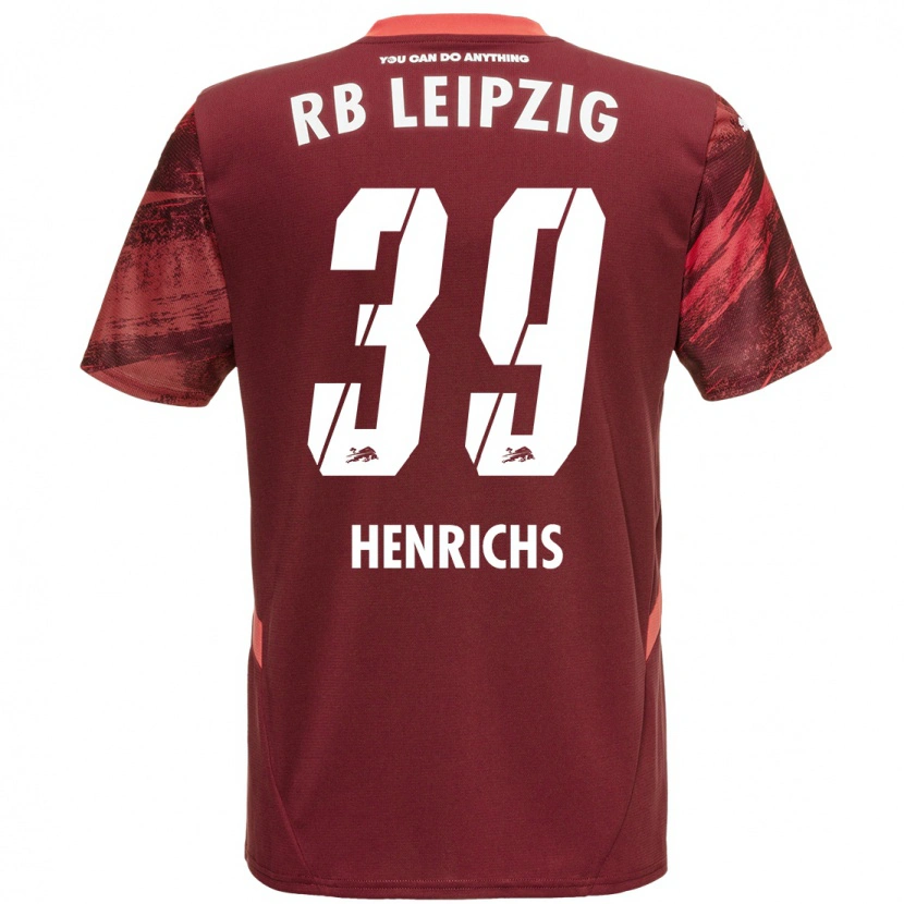 Danxen Kinder Benjamin Henrichs #39 Burgunderrot Auswärtstrikot Trikot 2024/25 T-Shirt