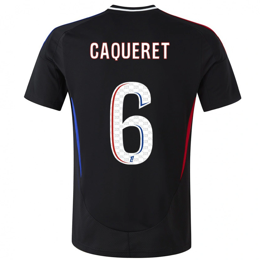 Danxen Kinder Maxence Caqueret #6 Schwarz Auswärtstrikot Trikot 2024/25 T-Shirt