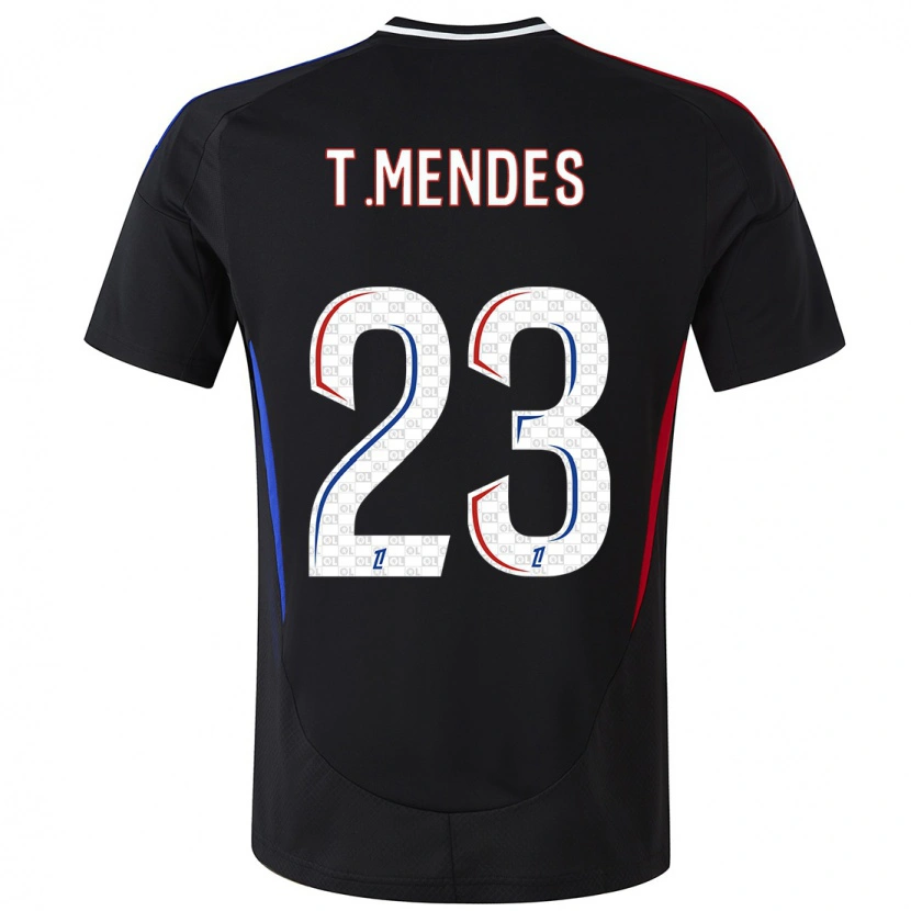 Danxen Kinder Thiago Mendes #23 Schwarz Auswärtstrikot Trikot 2024/25 T-Shirt