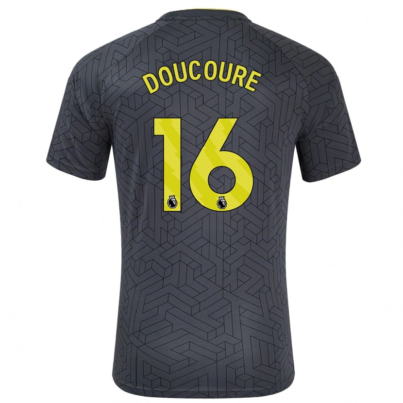 Danxen Kinder Abdoulaye Doucouré #16 Schwarz Gelb Auswärtstrikot Trikot 2024/25 T-Shirt