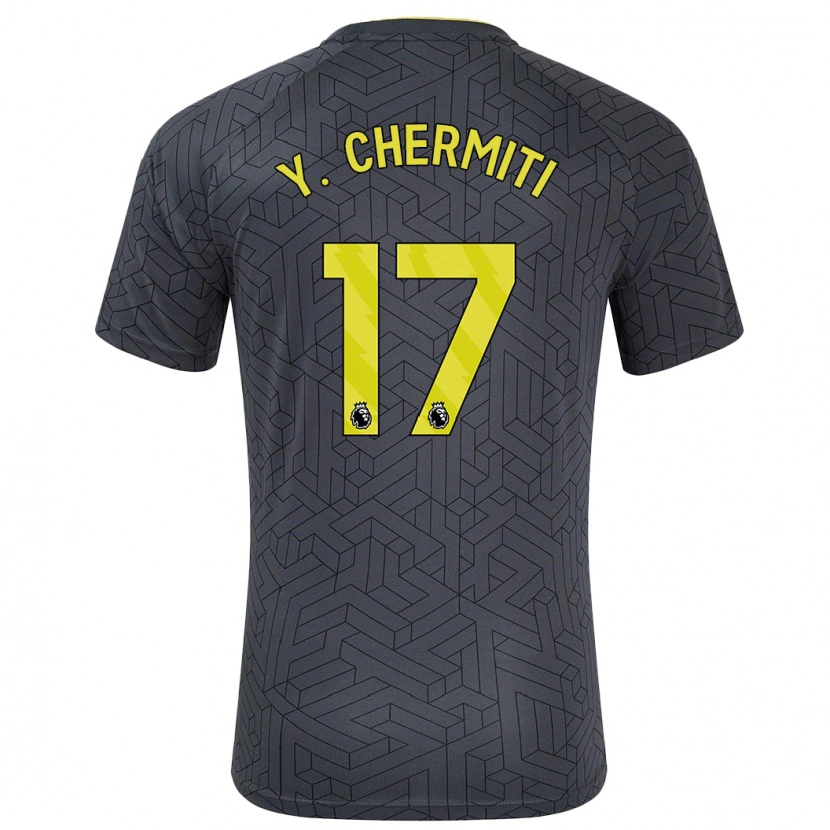 Danxen Kinder Chermiti #17 Schwarz Gelb Auswärtstrikot Trikot 2024/25 T-Shirt
