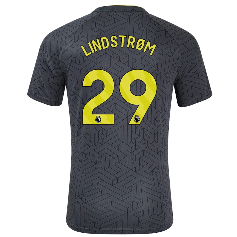 Danxen Kinder Jesper Lindstrøm #29 Schwarz Gelb Auswärtstrikot Trikot 2024/25 T-Shirt