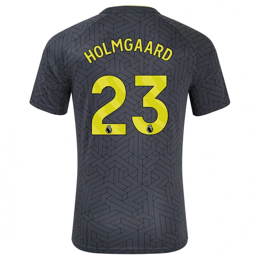 Danxen Kinder Sara Holmgaard #23 Schwarz Gelb Auswärtstrikot Trikot 2024/25 T-Shirt